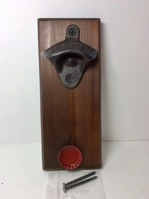 Sharper Image Cap Catching, Magnet Bottle Opener Durable Wood/Metal Construction - Image 1 of 4