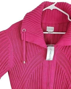 Neu mit Etikett neu Chico's Pink Falls Creek Pullover/Jacke mit Reißverschluss vorne 2 (12 14) Large L - Bild 1 von 4