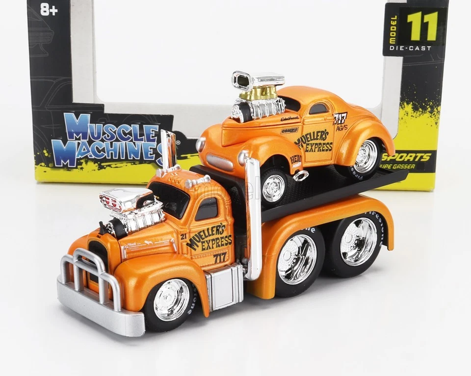 1/64 MAISTO - MACK - B-61 FLATBED TRUCK CAR TRANSPORTER 1953 WITH WILLYS 11532-1 - Immagine 1 di 1