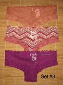 3 bragas rosadas de Victoria's Secret con fecha floral de encaje mejillas mejillas medianas - Imagen 1 de 1