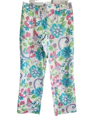 SIGRID OLSEN SPORT WOMEN'S SZ 6 MULTICOLOR FLORAL PRINT STRETCH PANTS - Image 1 of 3