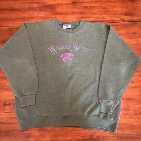 Vintage Kansas State Wildcats All Embroidered Lee Heavyweight Sweatshirt Cover