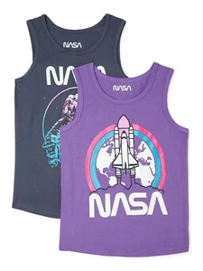 NASA Girls' Graphic Tank Tops, 2-Pack NEW - Picture 1 of 4