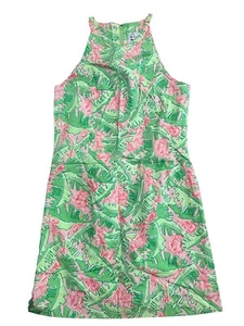 Vintage Lilly Pulitzer ärmelloses Etuikleid Gr. 6 Musical Monkeys grün rosa - Bild 1 von 3