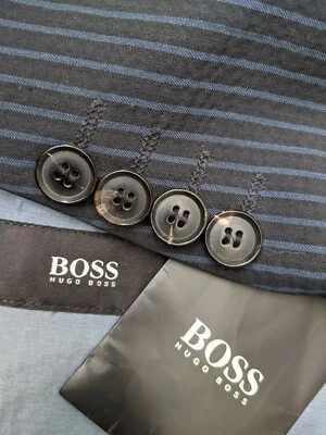 40R Hugo BOSS Seersucker Blue Black Stripe Summer Blazer Sport Coat Jacket - Image 1 of 4