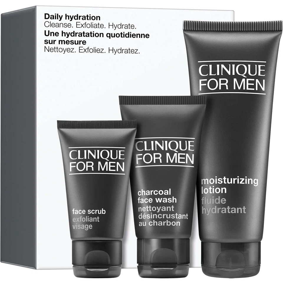 Clinique Daily Hydration Men's Skincare Set Looks Best Skin Exfoliated 3pcs NEW - Image 1 of 1