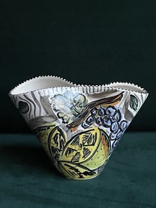 Stella Alpina Rimini Mid Century Vase italienische Kunstkeramik geneigt geschwungen Obst B3 - Bild 1 von 12