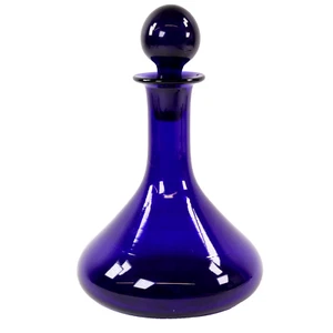 Thomas Webb Glass Decanter Bristol Cobalt Blue h24cm Mid Century MCM - Picture 1 of 12