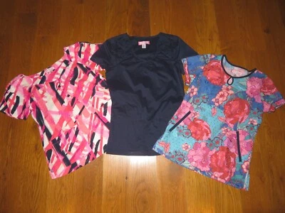 KOI Lot of 3 SCRUB SHIRTS Tops 2-Print/1-Solid Women XS - Image 1 of 4