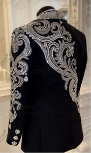Joyería con cuentas de lujo adorno esmoquin hombre traje boda novio fiesta blazers 3 pi - Imagen 1 de 2