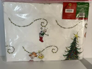 Dr Seuss WHOVILLE Grinch Vinyl Tablecloth 52”x70" Christmas Holiday - Picture 1 of 4