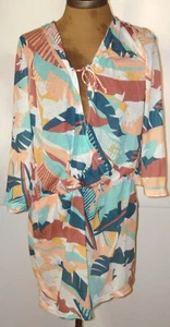 New Womens NWT PrAna S Keoki Tunic Dress Aqua Blue Swim Cover up White Yellow Re - Picture 1 of 5