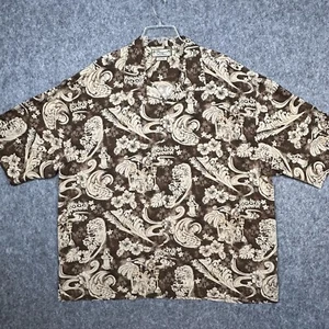 Pusser's Island Reserve Shirt Mens XL Silk Hawaiian Loop Collar Surfer Hula Girl - Picture 1 of 17