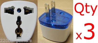 3PK Universal To American  Plug Adapter Type A Convert Foreign Plug to USA Style - Image 1 of 4