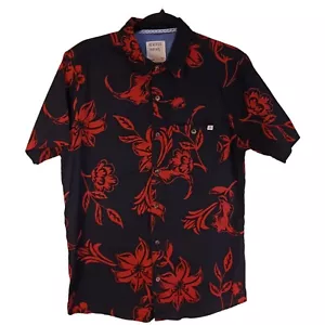 Reverse Threads Mens Dress Shirt Short Sleeve Size Medium Cotton Black Orange - Picture 1 of 4