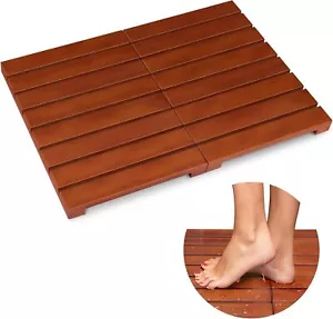 Alfombra de ducha de madera baño teca piso plegable para puerta de bañera spa sauna piscina ideal - Imagen 1 de 3
