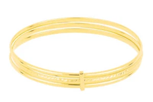 Zamel's 9ct Yellow Gold Silver Filled 65mm Triple Golf Bangle Jewellery - Picture 1 of 1