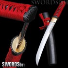 carbon steel tanto sword self-defense japanese knife unokubitsukuri dark red ito
