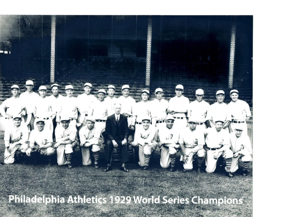 1929 8X10 TEAM PHOTO PHILADELPHIA ATHLETICS A'S FOXX BASEBALL WORLD SERIES