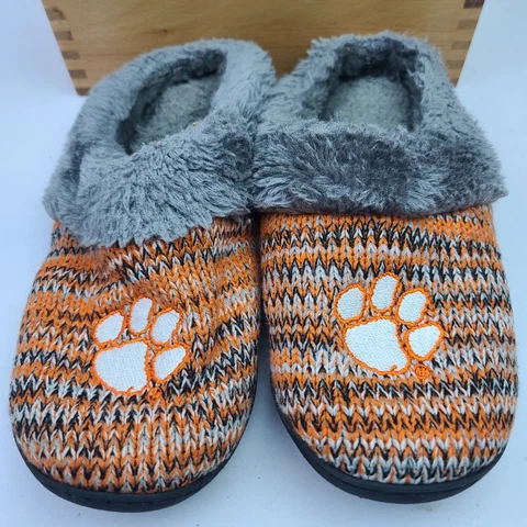 FOCO NCAA Clemson Tigers Womens Logo Fur Lined Woven Slippers Shoe X-Large 11-12 Cover