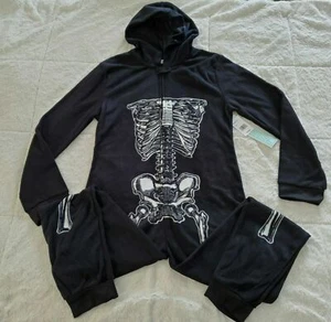Under Disguise SKELETON Youth S Hooded Union Suit Pyjama Fleece - Bild 1 von 1