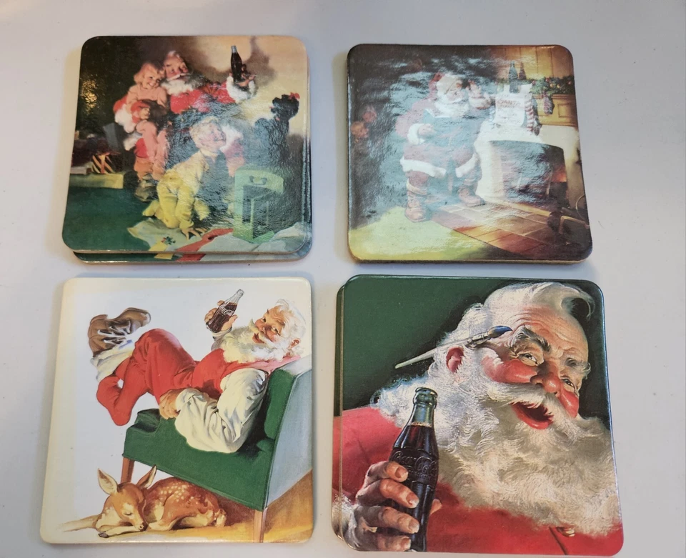 Vintage 1999 Coke Soda Pop Coca-Cola Santa Claus Christmas Coasters 8 - Image 1 of 1