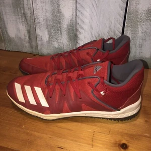 Adidas Speed Trainer 4 Baseball Turf Shoes Mens 11.5 Red White G27680 Athletic - Picture 1 of 12