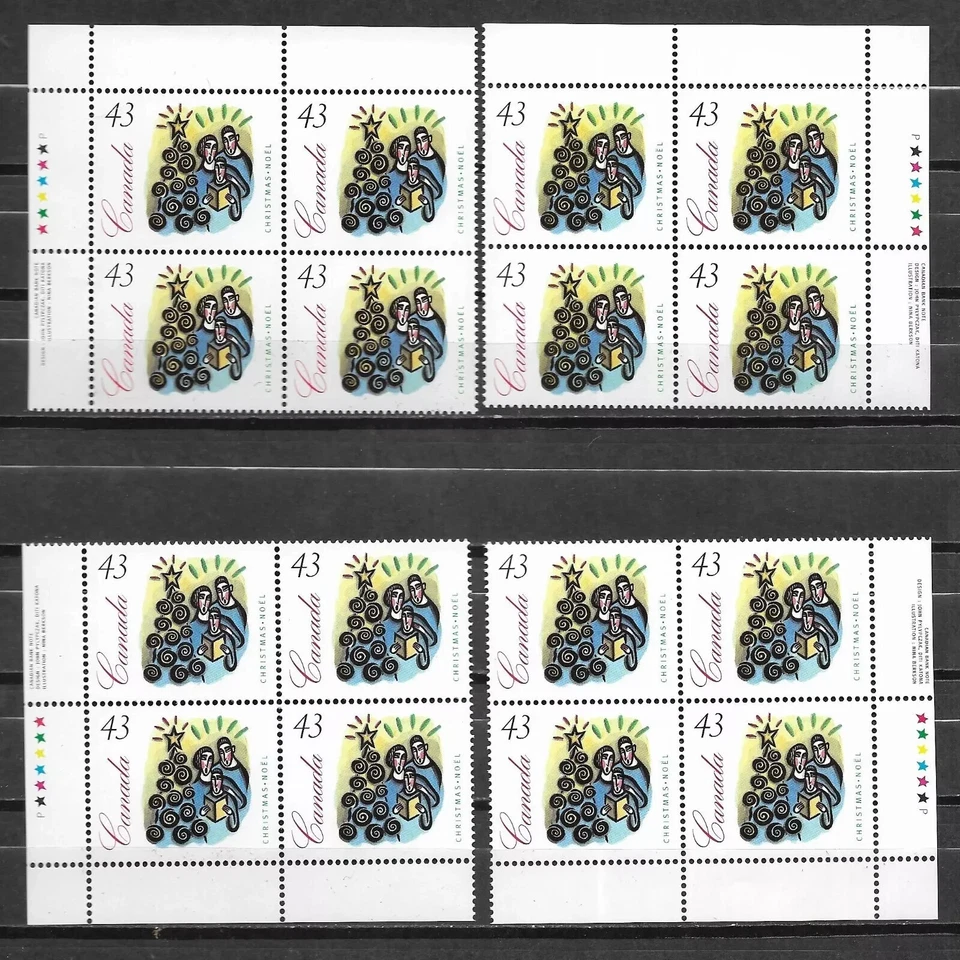 Canada - Scott 1525 - Matched Set of Plate Blocks - Christmas - 1994 - Image 1 of 1