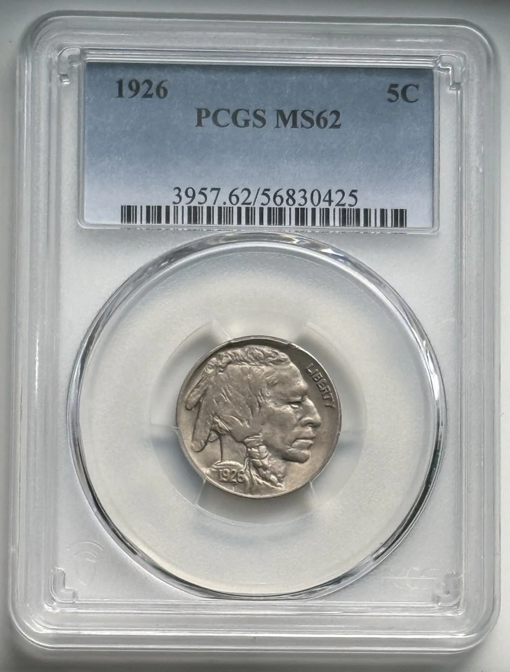 Монета номиналом 5 центов 1926 с изображением буйвола — PCGS MS 62 - Изображение 1 из 4