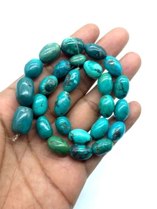 Natural Turquoise Nugget Beads, Oval Stone Beads, Blue Green Turquoise Beads - Picture 1 of 5