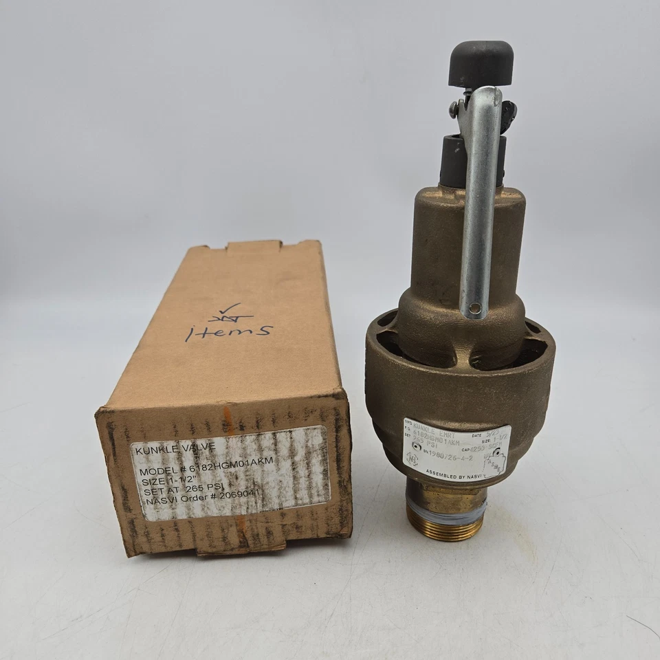 Kunkle 6182HGM01AKM 1 1/2" 1.5" Safety Relief Valve Brass Bronze Set at 265 PSI - Image 1 of 4