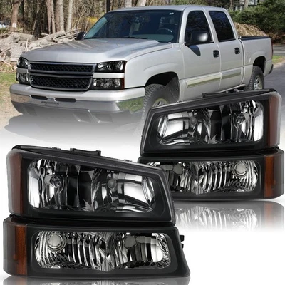 Par de faros de parachoques para Chevy Silverado 1500 2500 3500 2003-2006 Foto 1 de 4