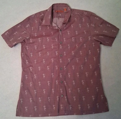 Mens Tori Richard Hawaiian short sleeve shirt L cotton purple hulu girl - Image 1 of 4