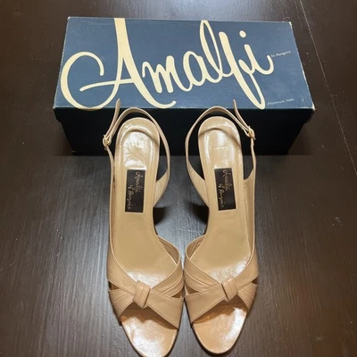 Amalfi By Rangoni Sling Back Sandals Heeled Womens Size 10AA All Leather - Image 1 of 4