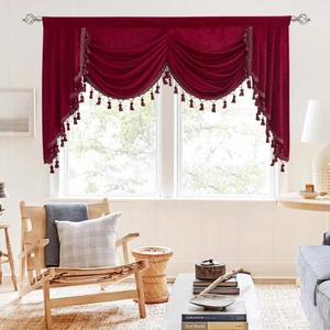 Swag Cortinas Cascada para Dormitorio, Granja Varilla Bolsillo Ventana Cenefas para... - Imagen 1 de 7