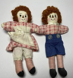 Mini Raggedy Ann & Andy Peluche 5" Figure Panno Filato Capelli - Foto 1 di 6