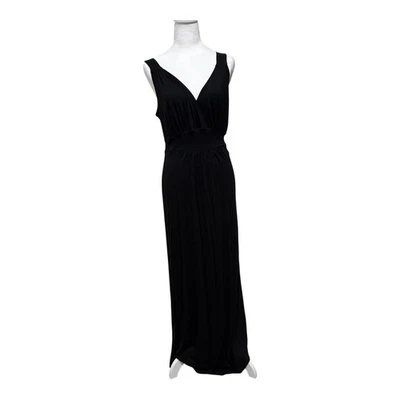Loveappella Dress Womens Medium Black Maxi Sleeveless Wrap V Neck Stretchy - Image 1 of 4