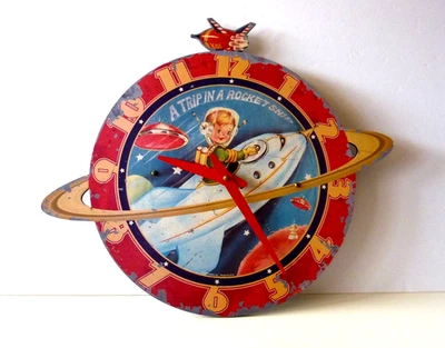 Timeworks 13" Rocket Boy Wall Clock w/Pendulum - pre-owned - Image 1 of 4