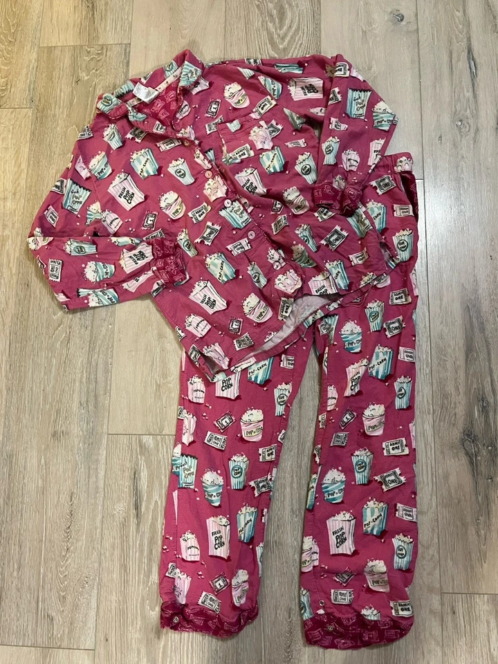 Pijama para mujer Munki Munki rosa con temática de palomitas de maíz mediano Foto 1 de 4