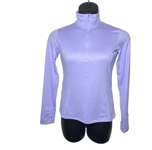 Brooks Woman Size Medium Violet Dash 1/2 Zip Mock Neck Top Pocket Thumbholes - Foto 1 di 11