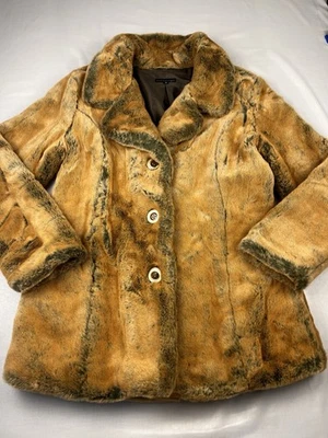 Jaqueta Anthropologie casaco de pele sintética botão pelúcia mel marrom vários tons média - Imagem 1 de 4