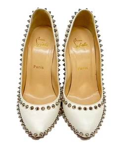 Christian Louboutin Bombas Tacón Cuero Tachonado Blanco EU 36.5 120879K Autén... - Imagen 1 de 10