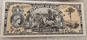 REPUBLIC OF HAWAII ONE DOLLAR GOLD CERTIFICATE OF DEPOSIT 1971 HAWAIIAN TREASURY - Picture 1 of 9