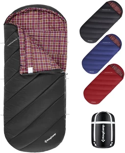 XL Adult Sleeping Bag - Flannel Lining, 3-Season Comfort, Lightweight, Weatherpr - Picture 1 of 12
