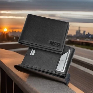 Genuine Leather Mens Slim Bifold Wallet RFID Blocking Credit Card Holder Wallets - Picture 1 of 8