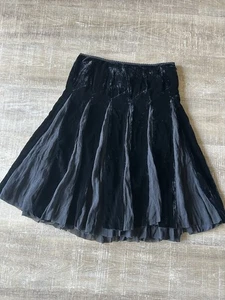 Elie Tahari Goth Witchy Velvet Midi Skirt size 6 Black Rayon Silk Sheer Vamp - Picture 1 of 14