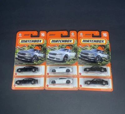 Dodge Charger Matchbox 2018 lote de 6 - blanco y negro Foto 1 de 4