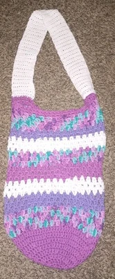 Handmade Crochet Multicolor Messenger Bag - Image 1 of 4