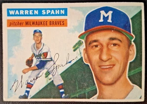 1956 Topps  #10 Warren Spahn VG (white back) - Picture 1 of 2