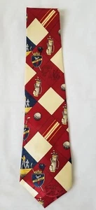 Mens Multicolor Gold Tower Handmade 100% Polyester Golf Club Necktie - Picture 1 of 3
